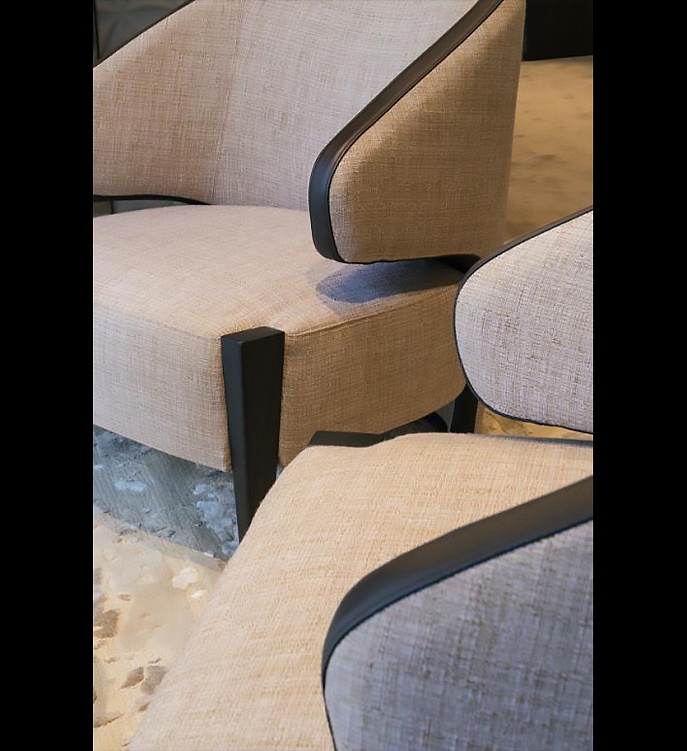 Кресло Seta Club Chair with leather decoration фабрики Rubelli Фото N4